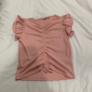 Willow and root youth pink ruffles top